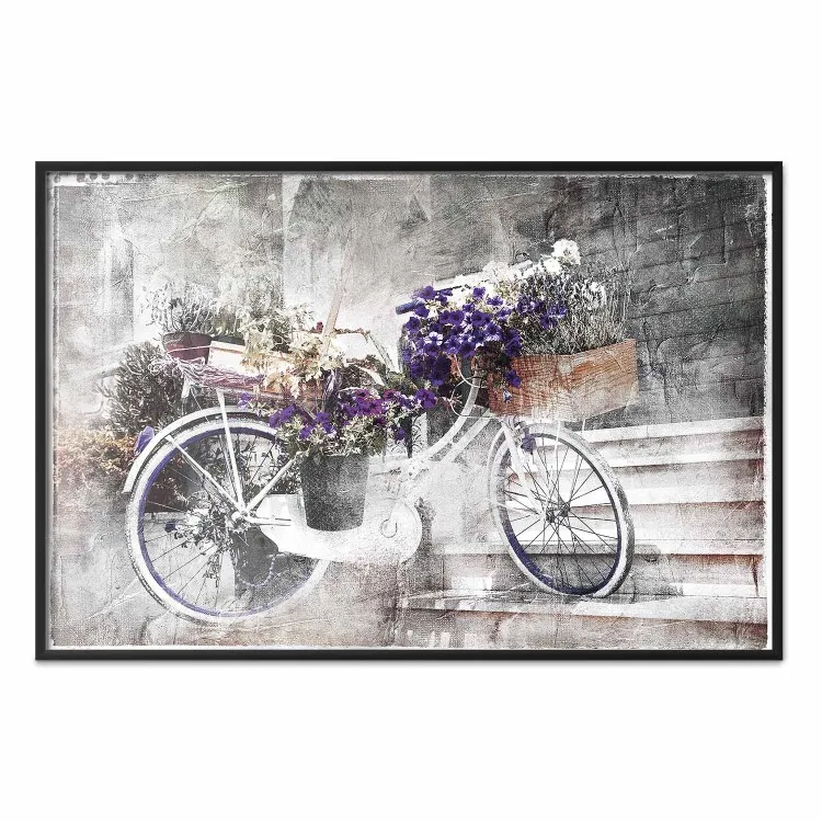 Bicicletta floreale: composizione colorata su sfondo retrò