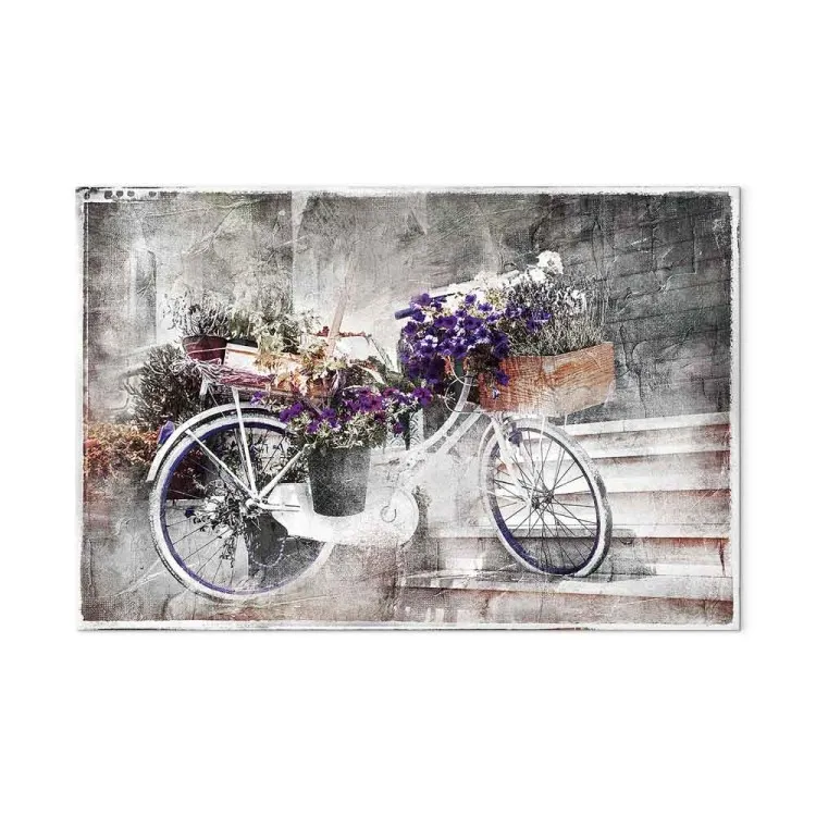 Strada fiorita (1 pezzo) - bicicletta shabby chic sotto scale