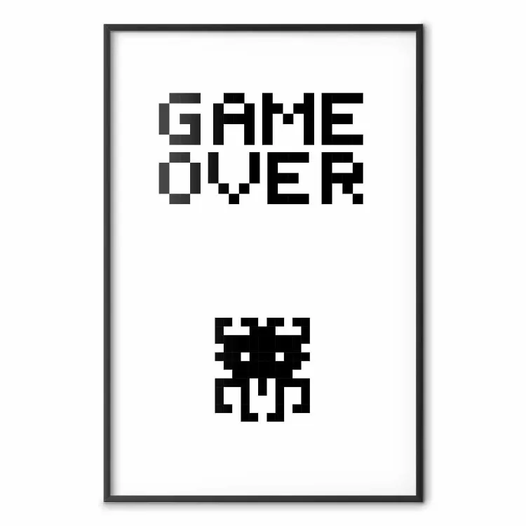 Fine del gioco: pixel bianco e nero con iscrizione