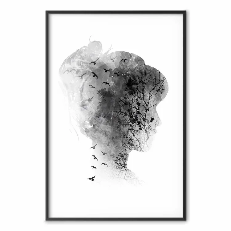 Mente aperta: astrazione donna e uccelli