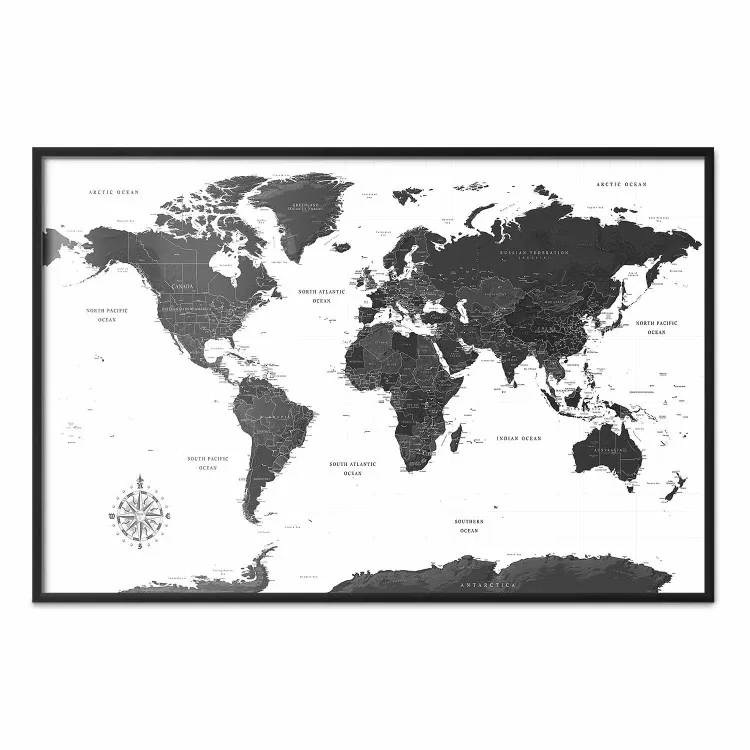 Mappa monocromatica: mondo in bianco e nero