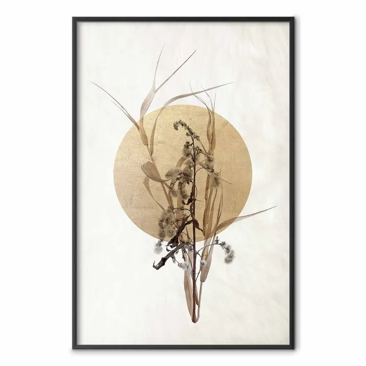 Bouquet di campo: composizione beige in stile giapponese con cerchio