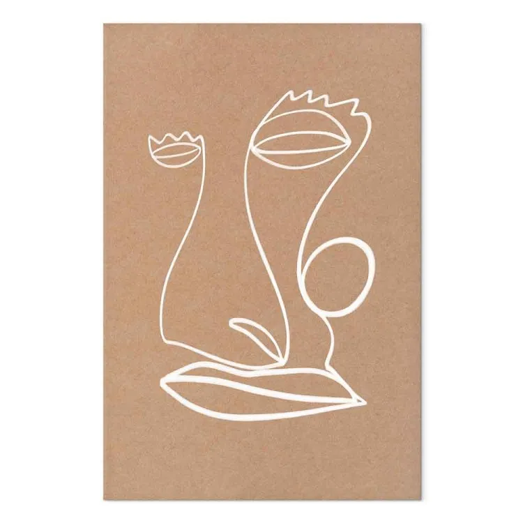 Viso turbolente - line art astratto su uno sfondo beige