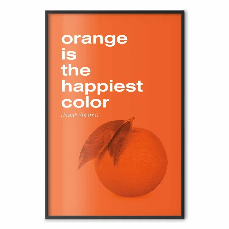 Colore felice - citazione e frutto arancia su sfondo