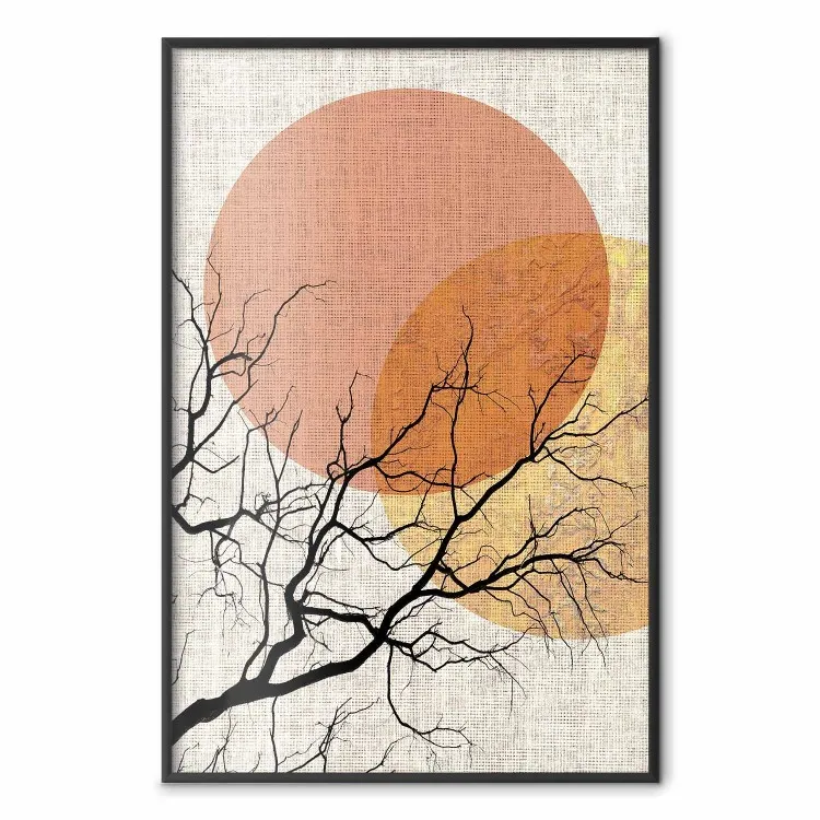 Doppia luna - astrazione di albero e luna su texture tessile