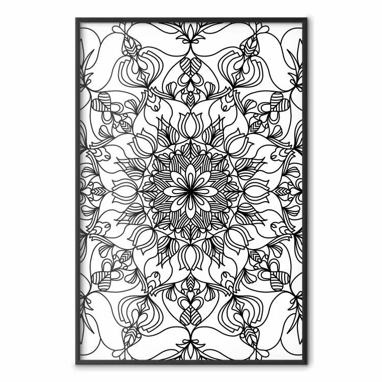 Zen in nero - mandala nera su sfondo bianco stile orientale