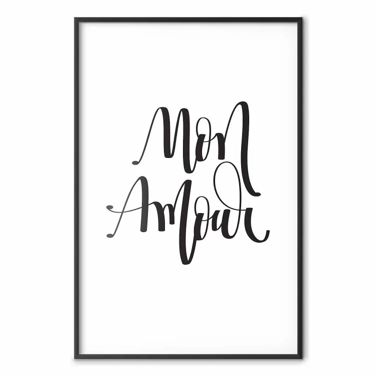 Mon Amour - scritte in francese nere su sfondo bianco contrastante