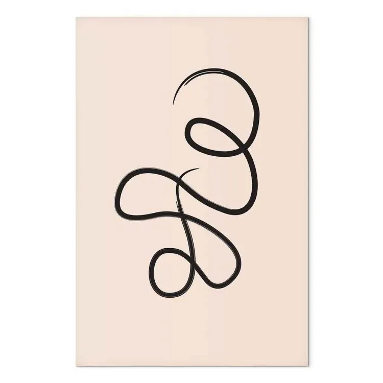 Corda nera, contorta - onda astratta su uno sfondo beige