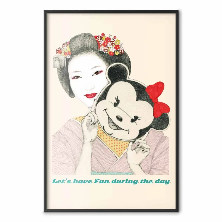 Geisha divertente - ritratto donna con maschera da topo