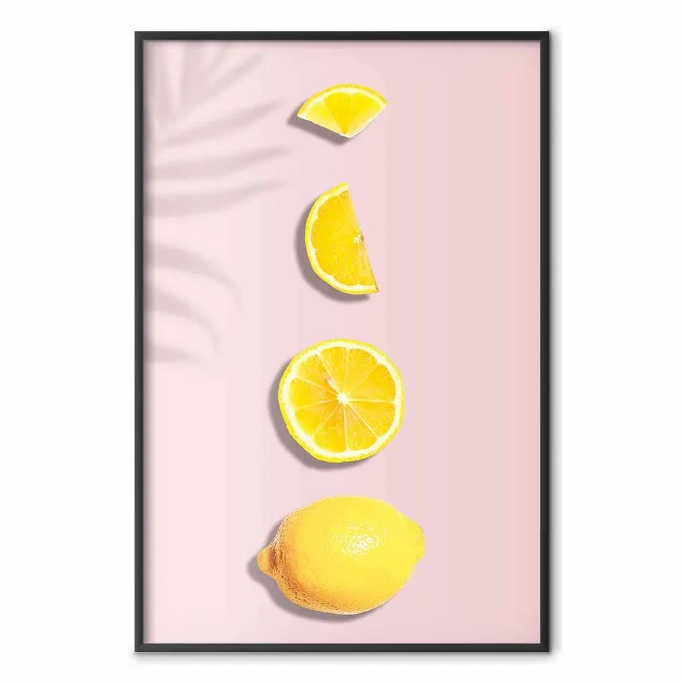 Pezzetto di esotico - limone in diverse sezioni su sfondo pastello