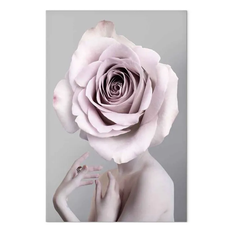 Monologo rosa (1-pezzo) verticale - silhouette di donna con fiore