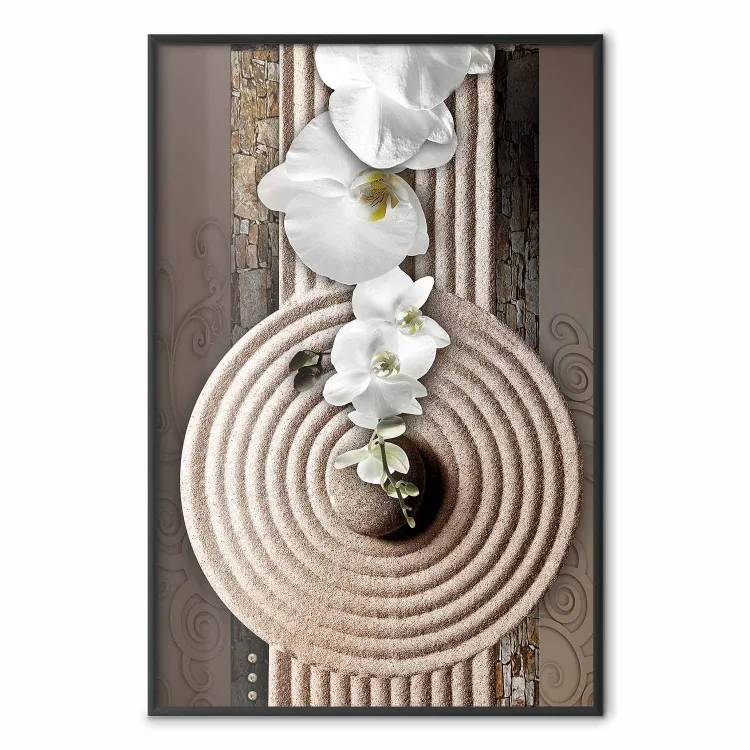 Il mio respiro - pietra orientale e fiori bianchi in stile zen