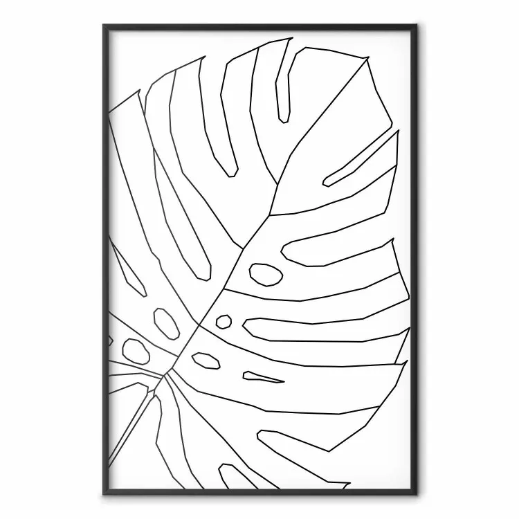 Disegno di Monstera - line art foglia Monstera su sfondo chiaro