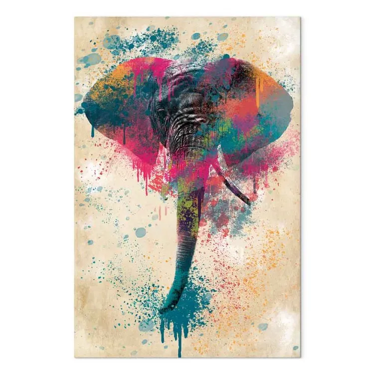 Elefante acquerellato - elefante colorato futuristico