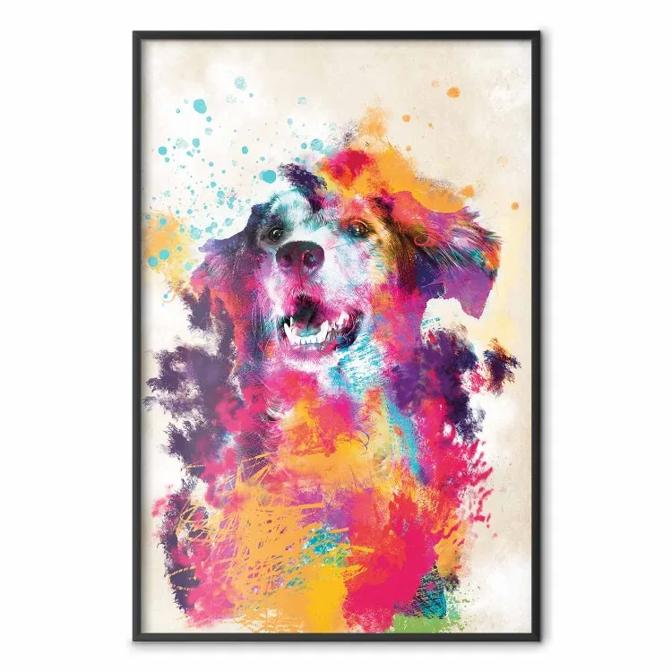 Cane acquerello - unica astrazione colorata con animale domestico