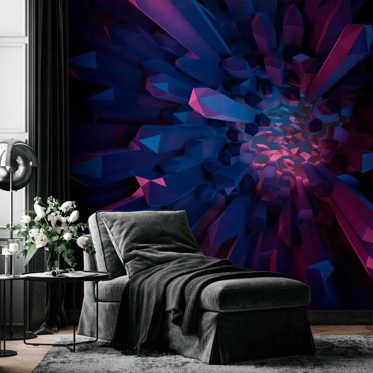 Cristallo - fantasia geometrica con elementi 3D nei toni del viola