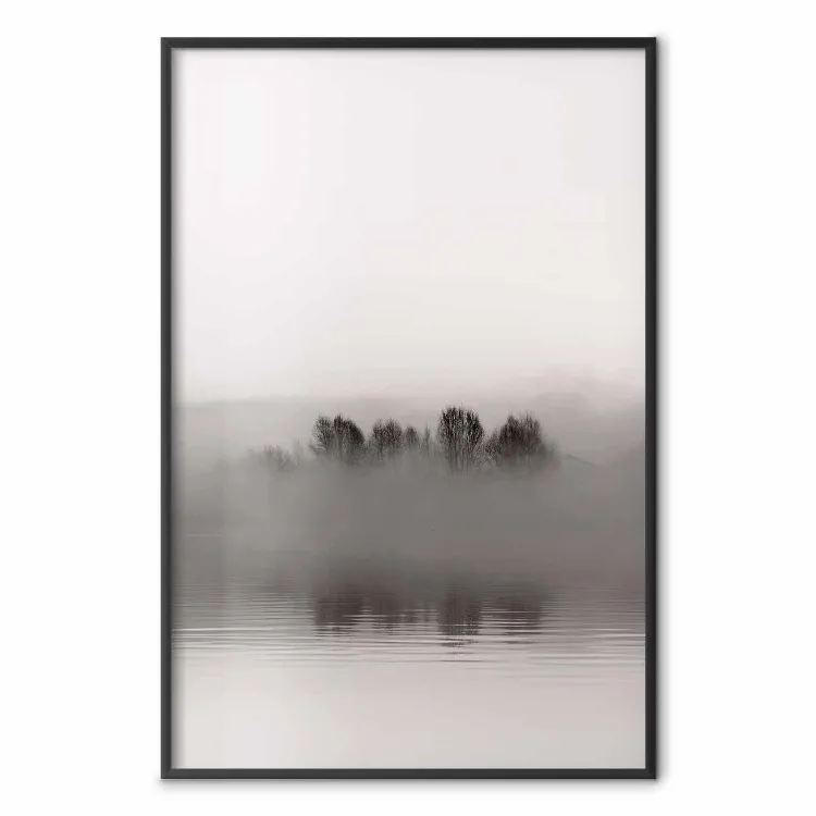 Isola delle nebbie - lago con isola avvolta dalla nebbia