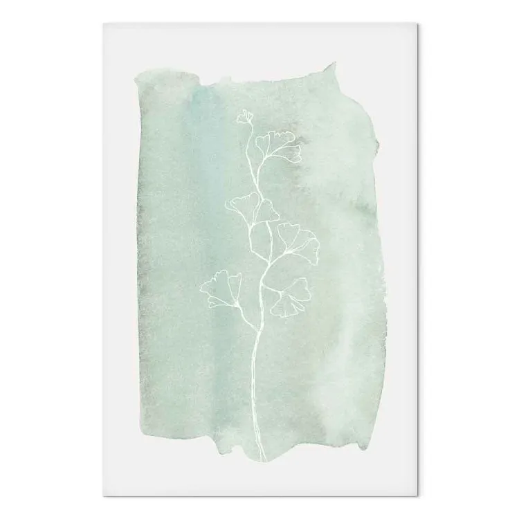 Menta di Ginkgo (1-pannello) verticale - lineart su sfondo pastello