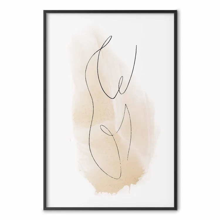 Filo Arianna - line art astratto su sfondo con macchia marrone