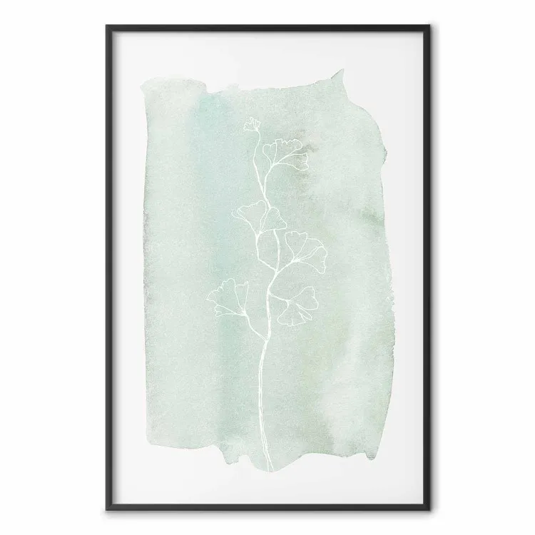 Tasso menta - line art pianta fiorita su verde menta