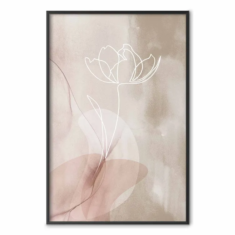 Traccia sviluppata - line art pianta su sfondo beige astratto