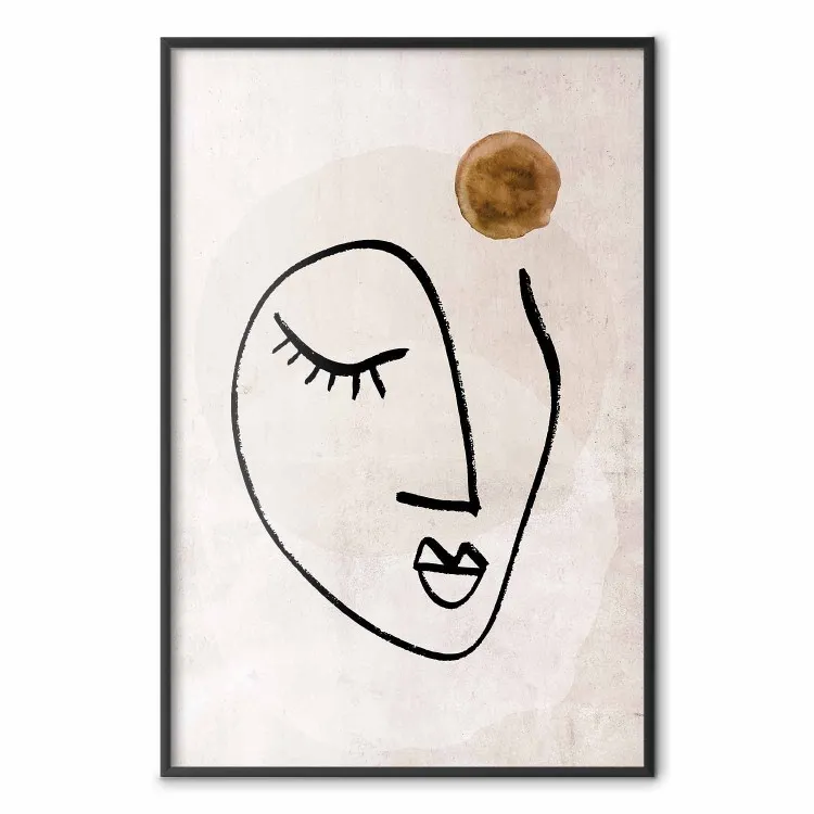 Pensiero romantico - line art volto su sfondo beige