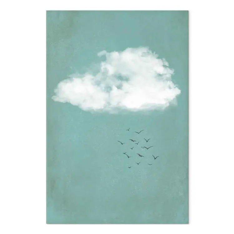 Nuvole e uccelli - cielo paesaggio pastello in stile japandi