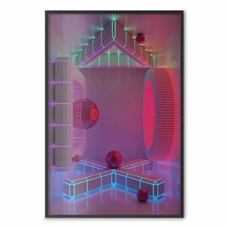 Quattro muri - figure geometriche con neon in stile astratto