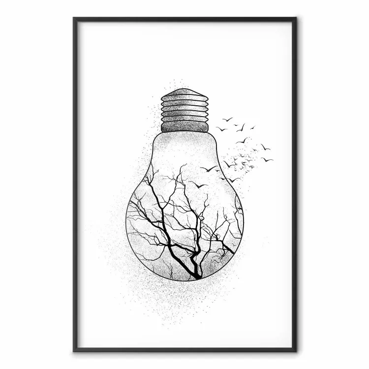 Uccelli invernali - lampadina con albero e uccelli