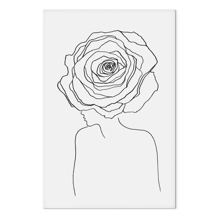 Rose nei capelli - Silhouette lineare di una donna con un fiore