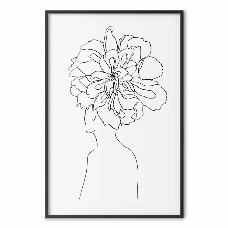 Centro dei ricordi - line art astratto donna con fiori testa