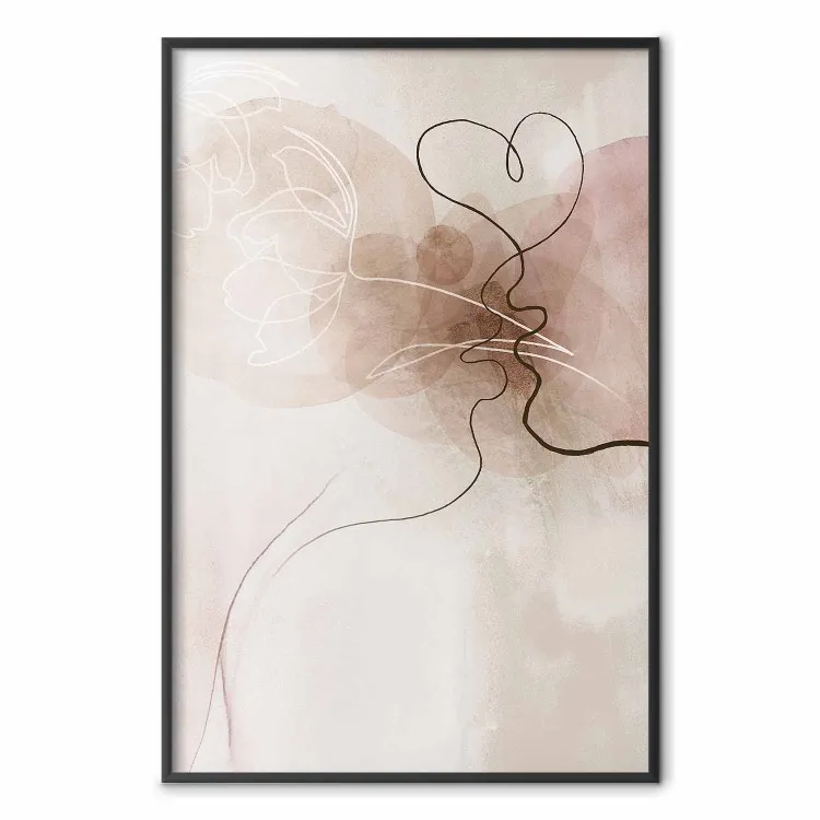 Intrecciati nei sogni - line art bacio coppia su sfondo astratto