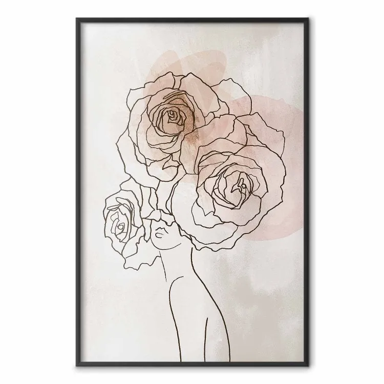 Anna e le rose - line art astratto donna con fiori testa