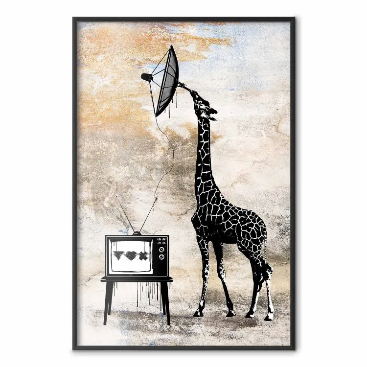 Giraffa televisiva - figura astratta giraffa nera con antenna