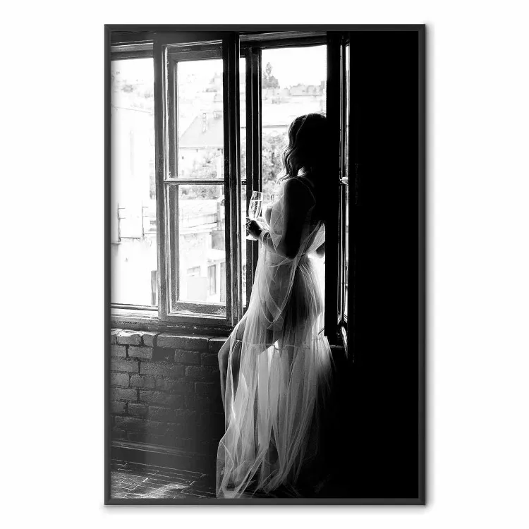 Memoria itinerante - paesaggio in bianco e nero di donna alla finestra