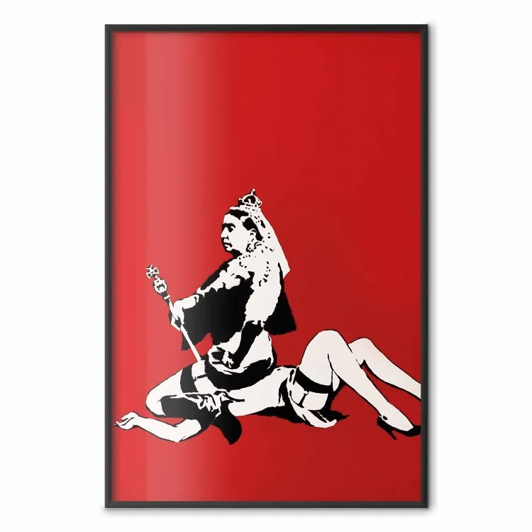 Regina - composizione di donna seduta su ragazza, stile Banksy