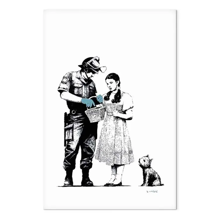 Ragazza, cane e poliziotto - grafica stile street art