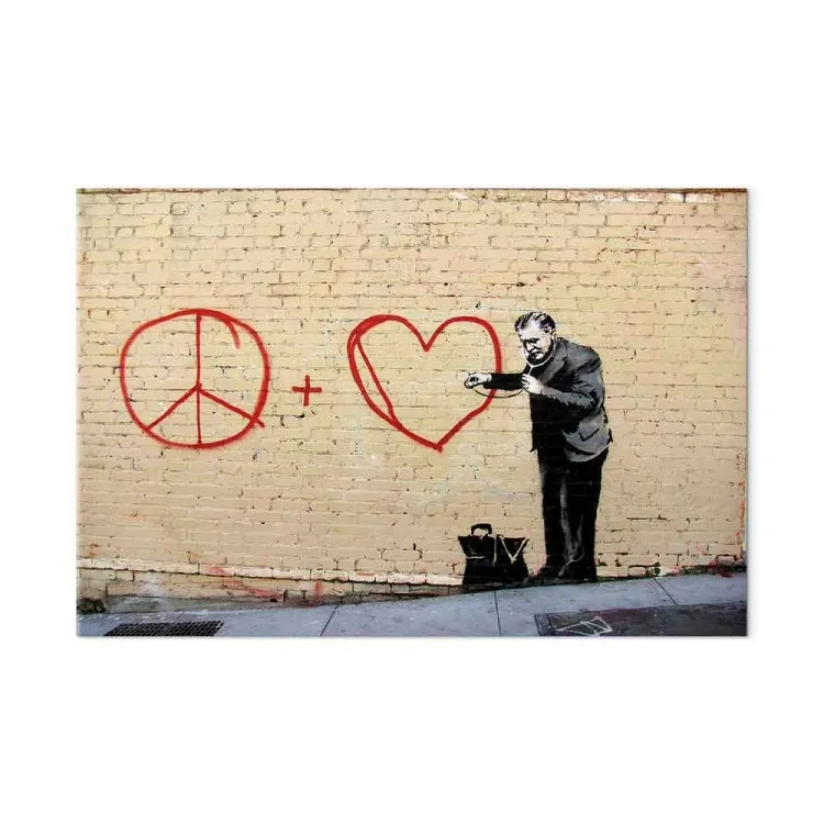 Dottore pacifista (Banksy) - street art uomo muro mattoni