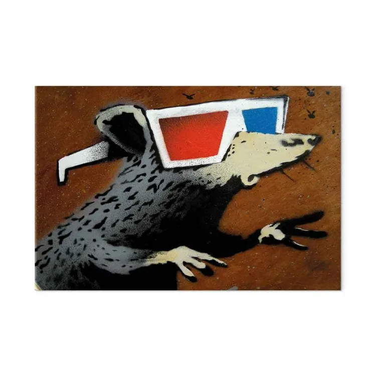 Topo con occhiali 3D (Banksy) - street art di un animale fantastico