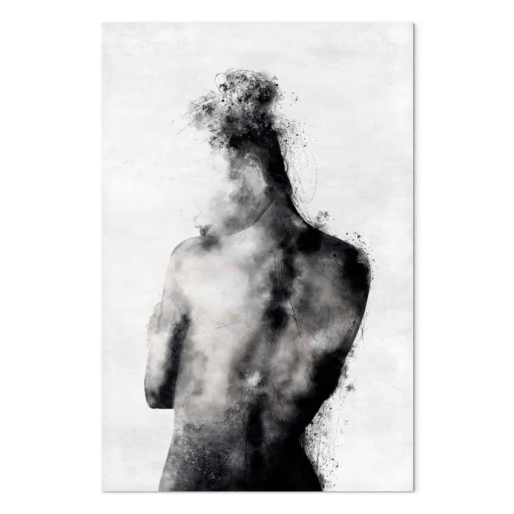 Pensieroso (1-pezzo) verticale - astratta silhouette in bianco e nero