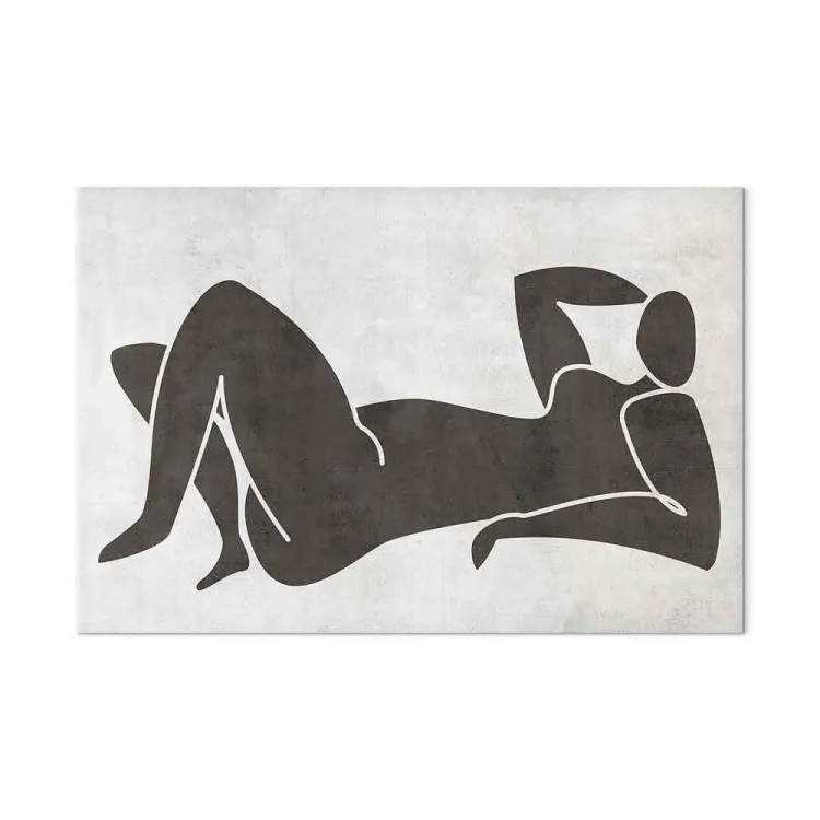 Donna sdraiata - grafica in stile bianco e nero scandi boho