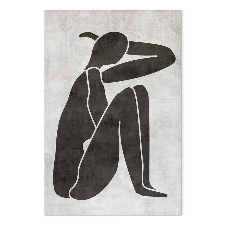 Silhouette di una donna sensuale - grafica bianco-nera in scandi boho