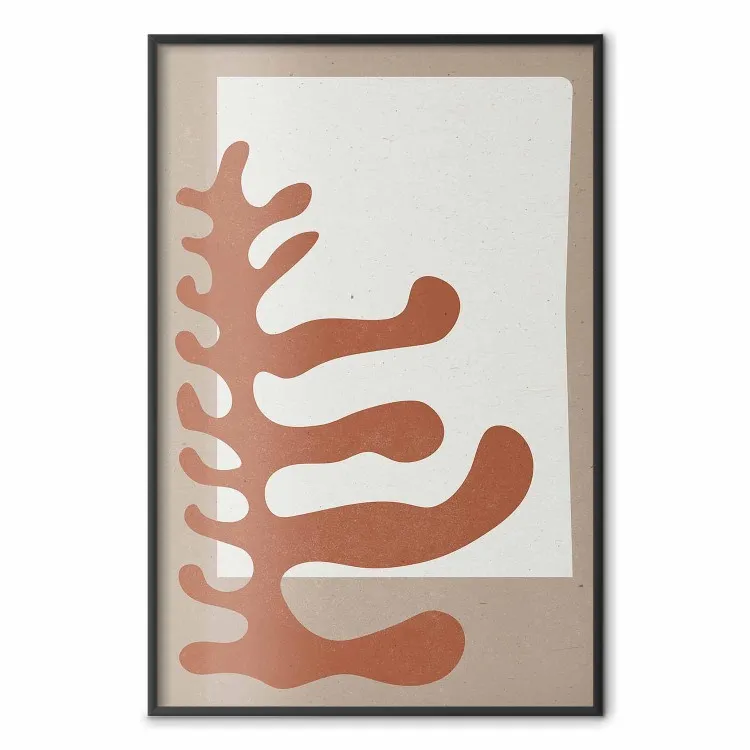Fiore di Matisse - foglie marroni astratte su sfondo beige e grigio