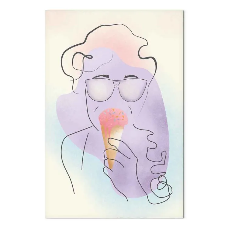 Gelato - astrazione con sfondo blu e cono di gelato