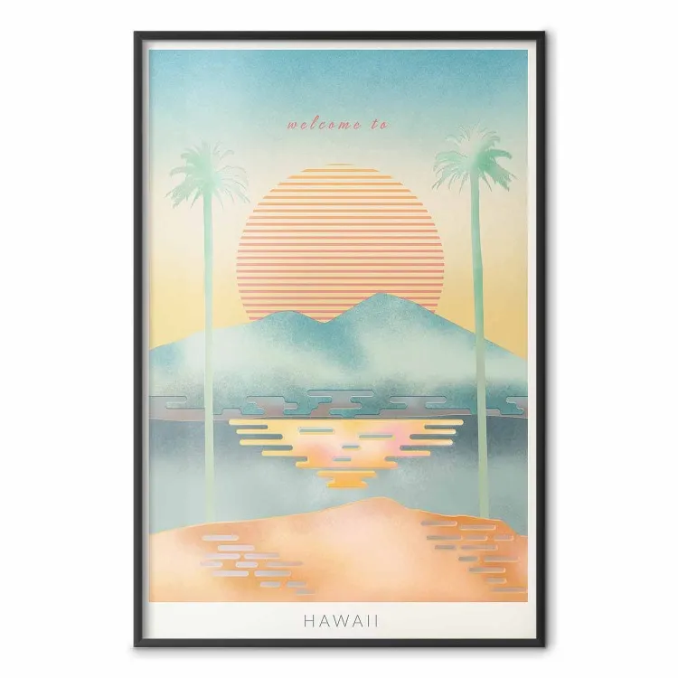 Benvenuti alle Hawaii - paesaggio tropicale estivo in toni pastello