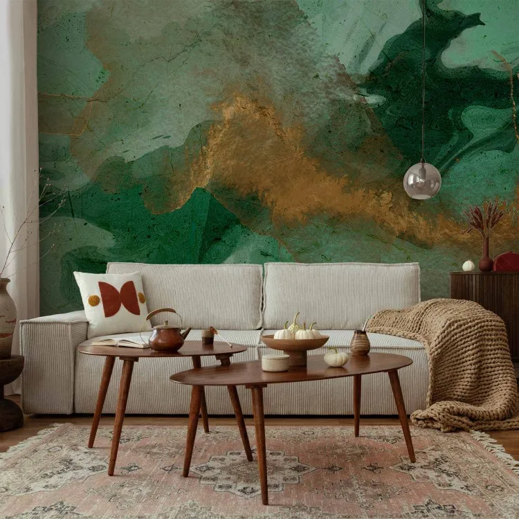 Astrazione con striature in verde scuro e bronzo