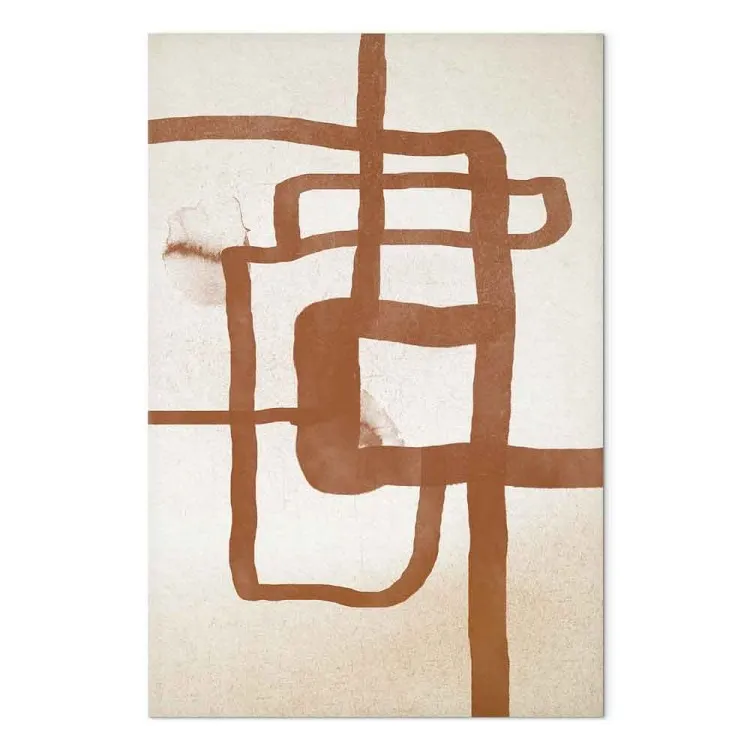 Sentiero - astrazione nello stile scandi boho raffigurante una linee curve che fa sembrare una strada su uno sfondo beige