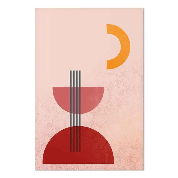 Fontana astratta e luna - Motivo grafico nei colori rossi