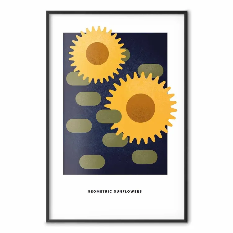 Girasoli geometrici - fiori gialli astratti su sfondo scuro