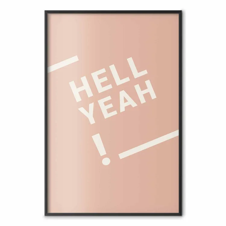 Hell Yeah! - scritte bianche in inglese su sfondo pastello chiaro